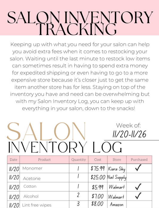 Nail Tech Inventory Log